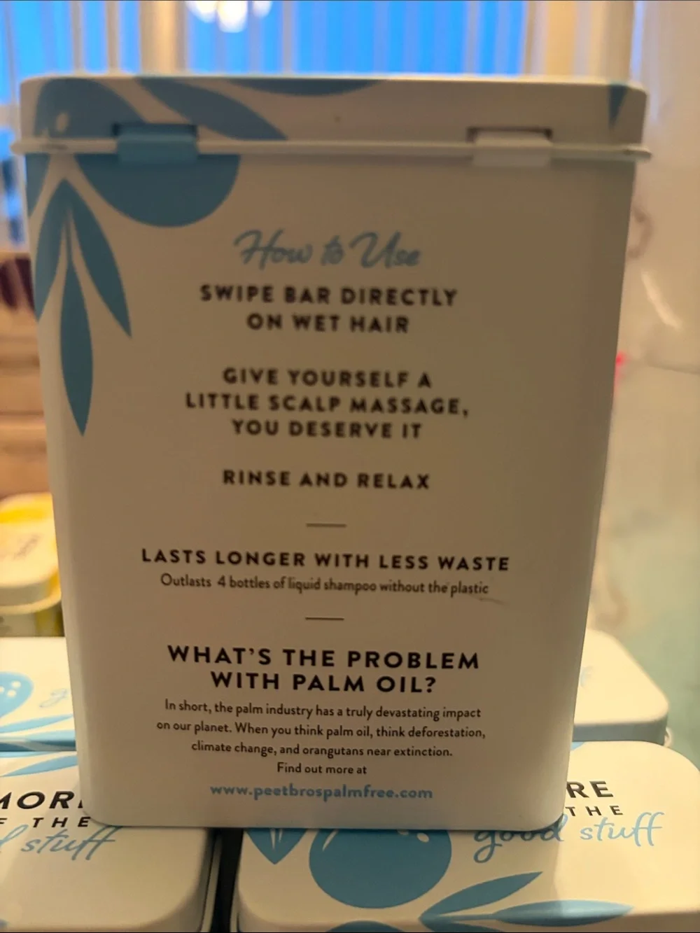 Coconut Shampoo Bar Peppermint - Light Blue Tin